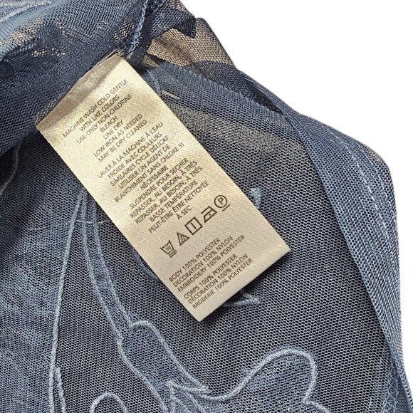 Anthropologie Mesh Appliqué Tank Floral Embroidered Sheer Blue Size XS NWT - Picture 6 of 10